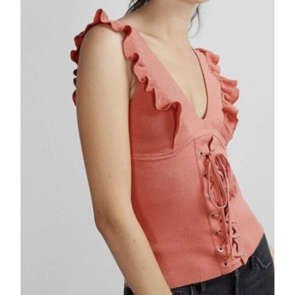 EXPRESS double v corset front sweater tank size S - Picture 1 of 7